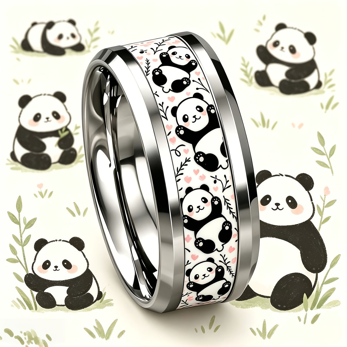 Panda Heart Pattern Ring