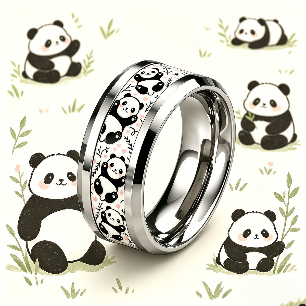 Panda Heart Pattern Ring