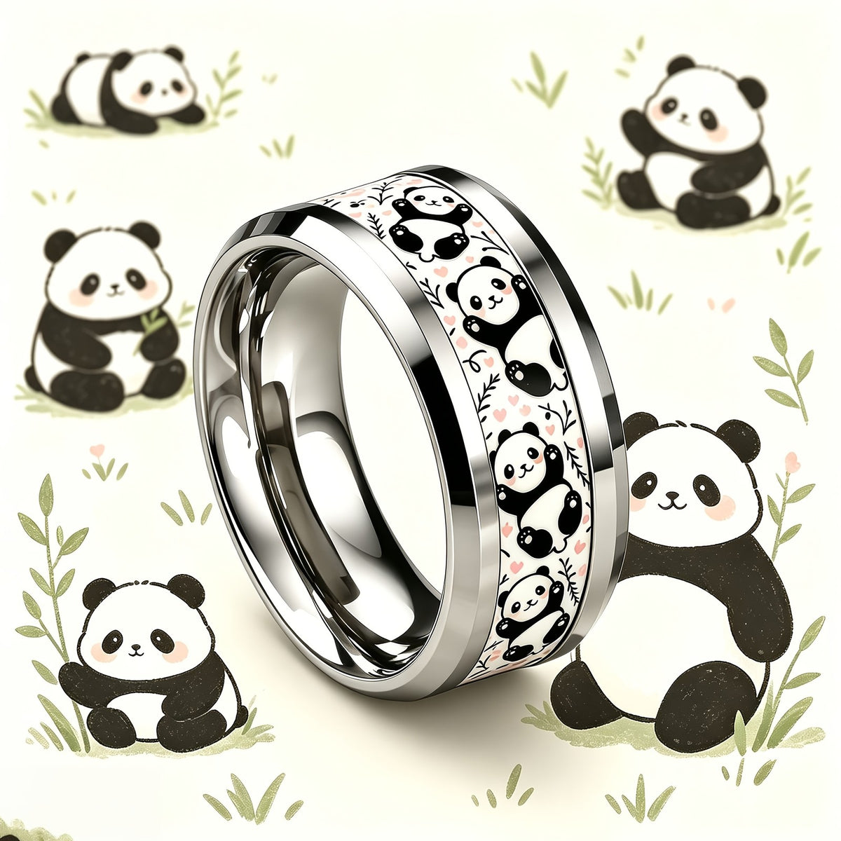 Panda Heart Pattern Ring