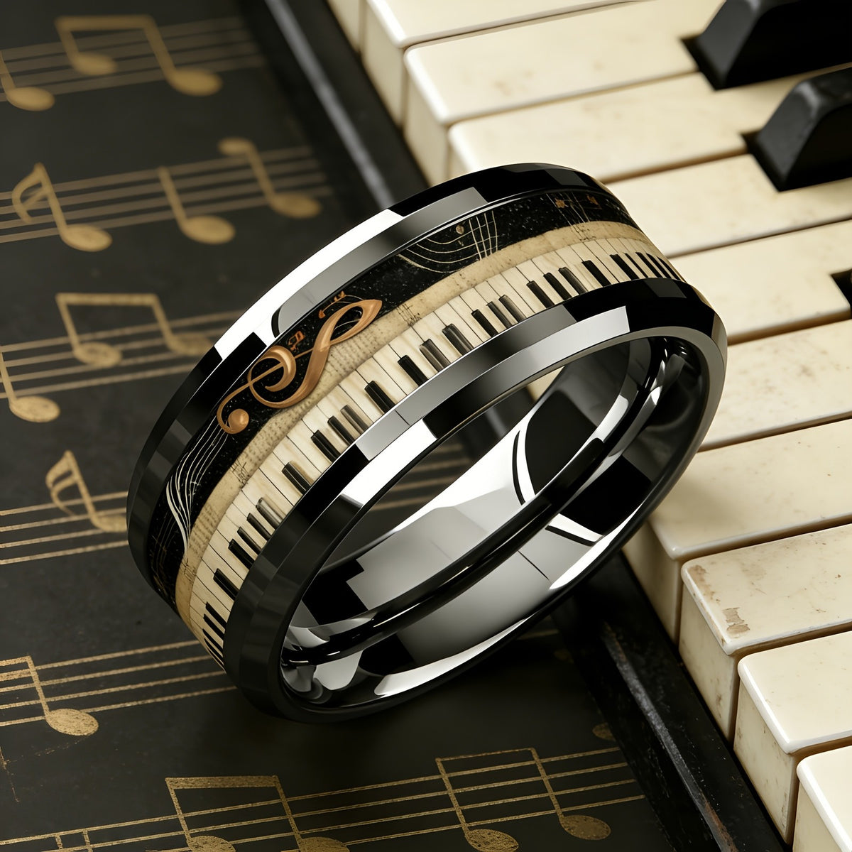 Piano Key Music Note Ring
