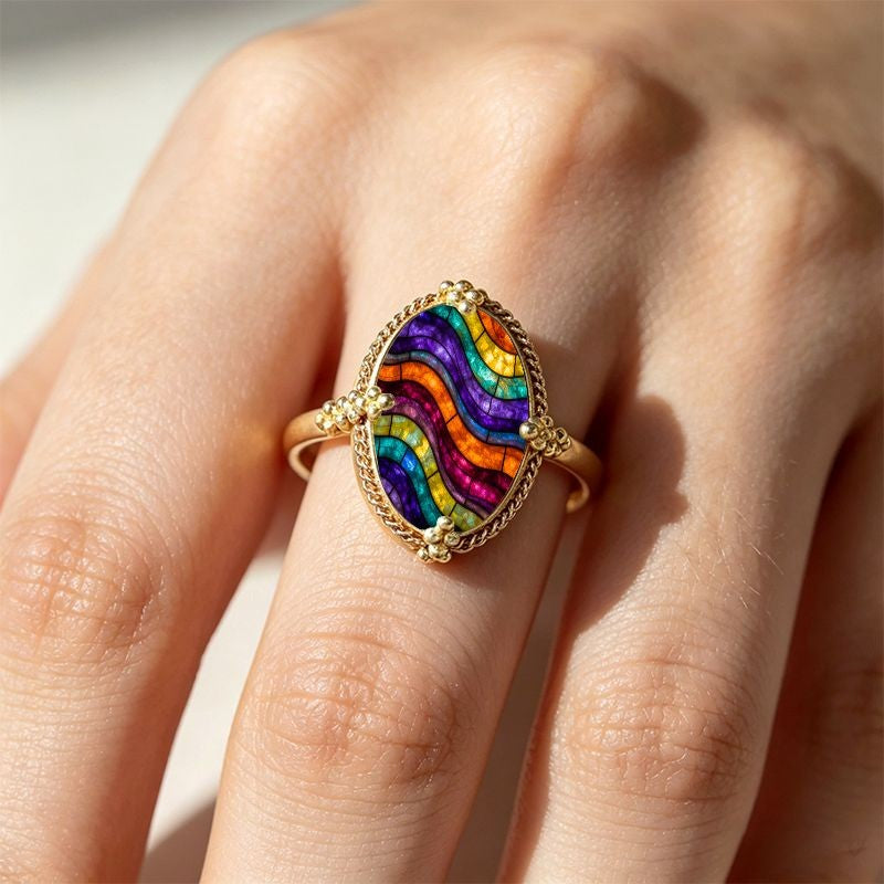 Colorful Wave Oval Ring
