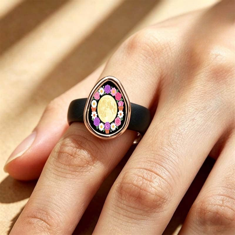 Moon & Potted Flower Ring