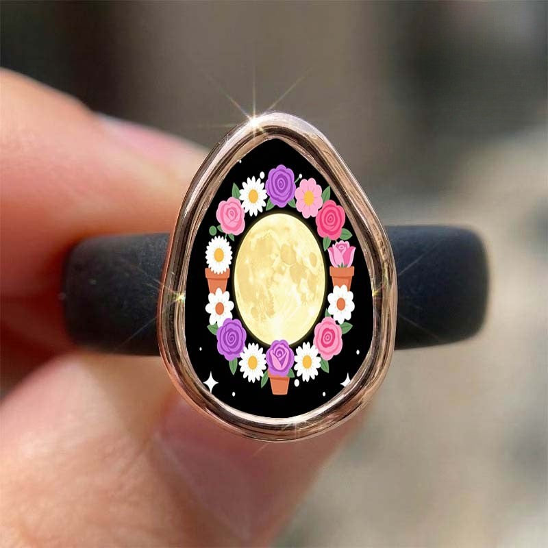 Moon & Potted Flower Ring