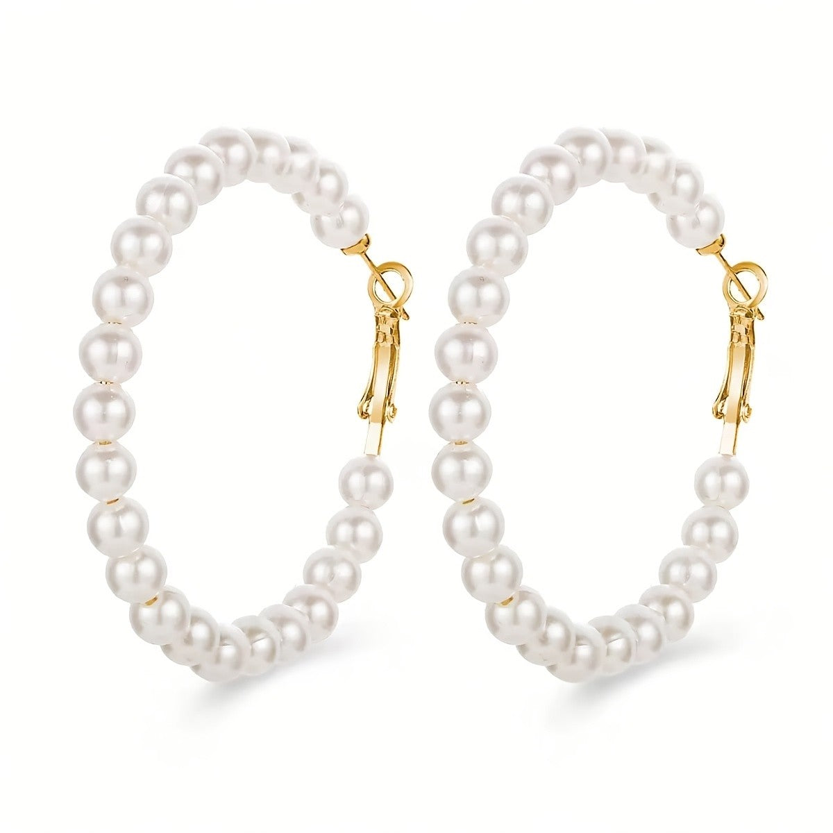 Imitation Pearl Circle Hoop Earrings