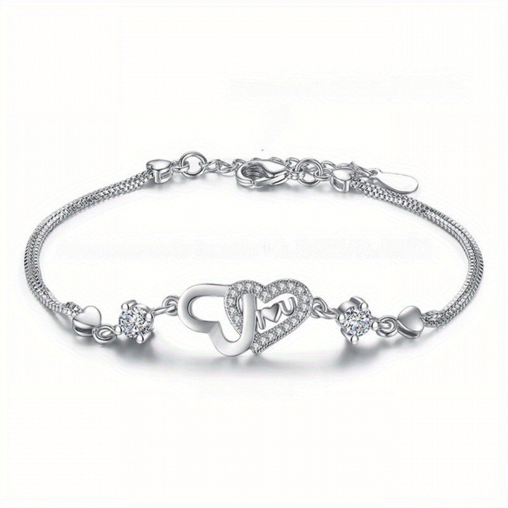 Crystal Heart & Mom Anklet