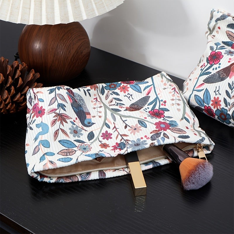 Floral Bird Print Pouch