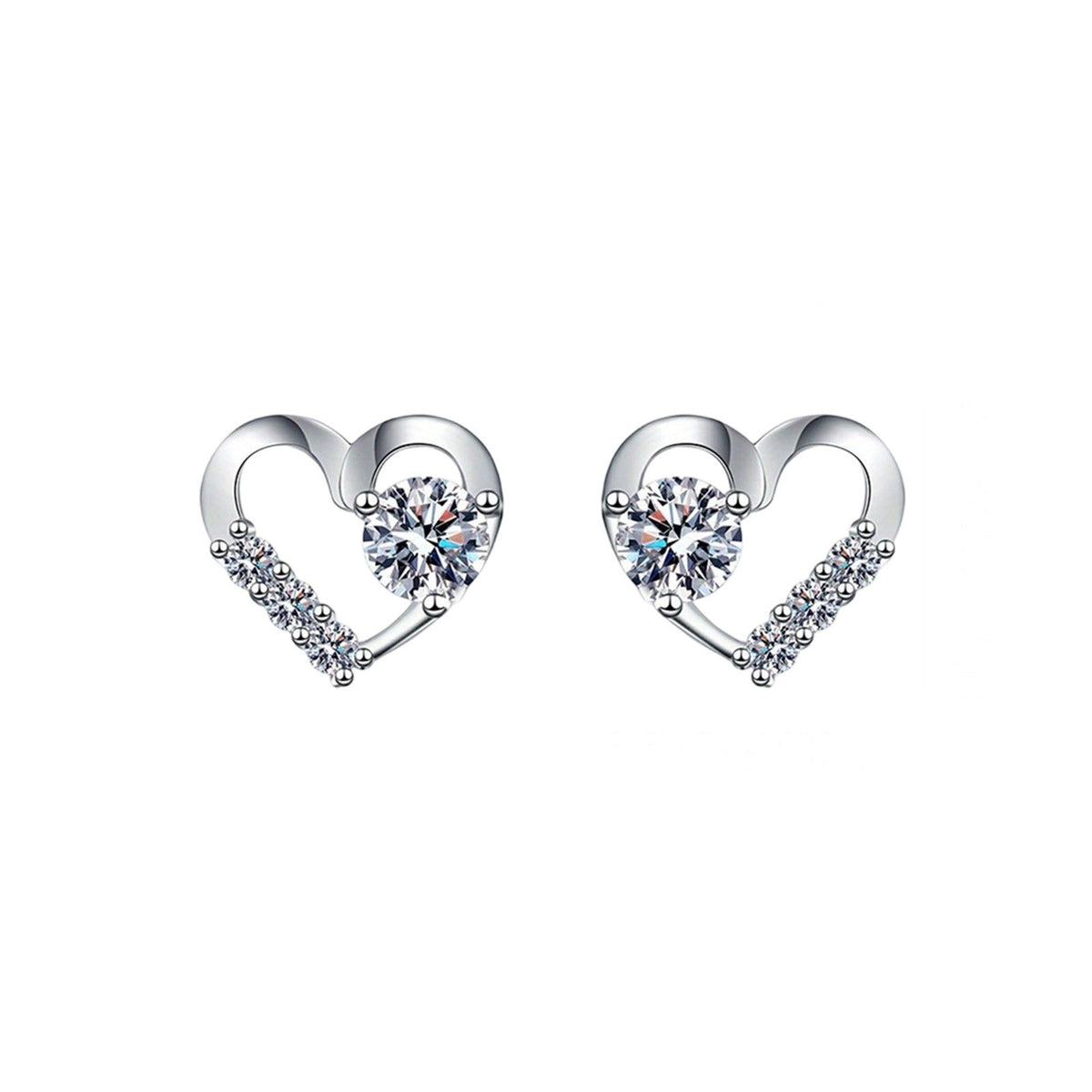 Crystal Pave Heart Stud Earrings