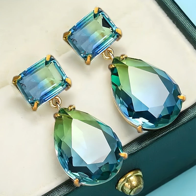Blue Green Gradient Drop Earrings