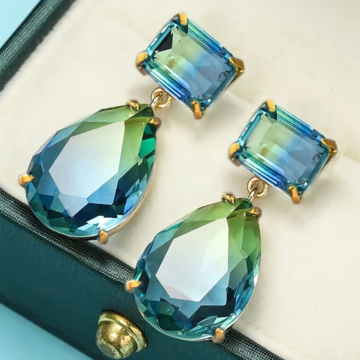Blue Green Gradient Drop Earrings