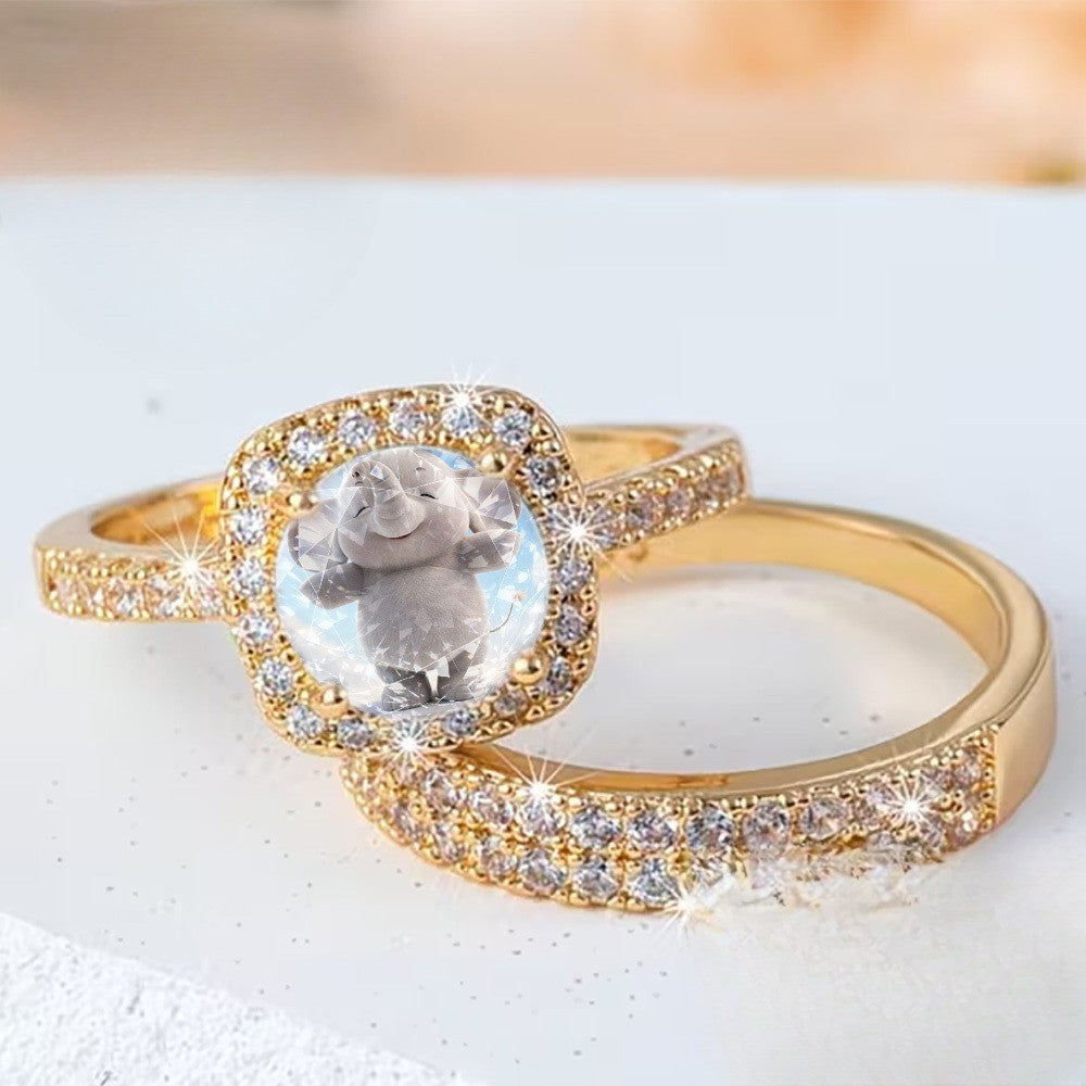Crystal Square Ring Set