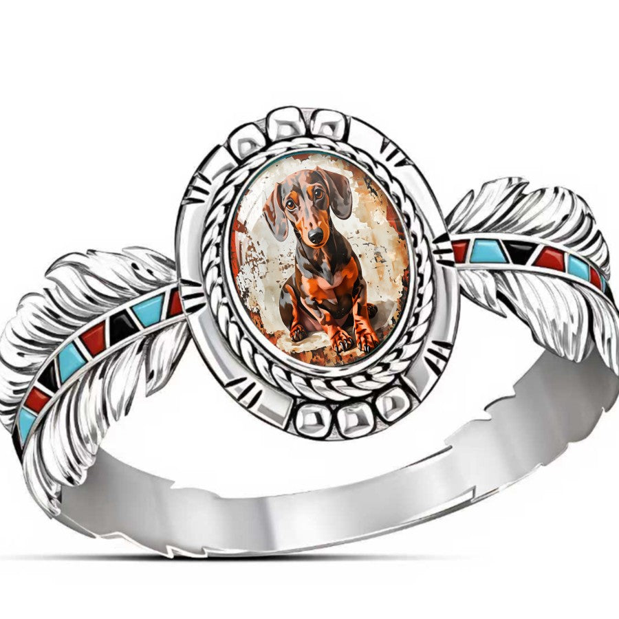 Dachshund Feather Ring