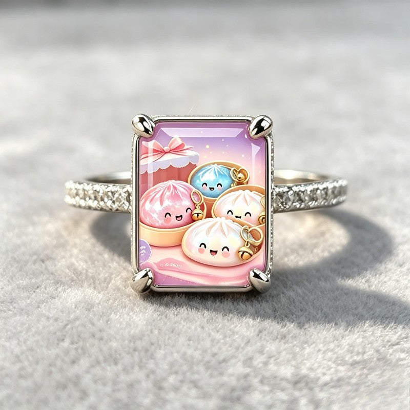 Pink Dumpling Square Ring