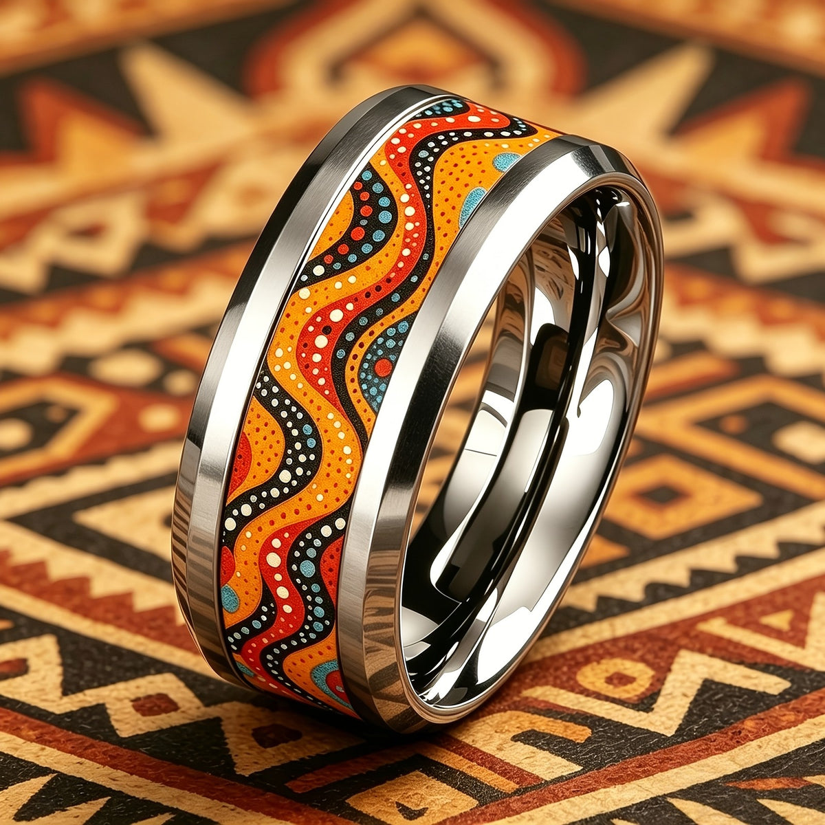 Colorful Wave Pattern Ring