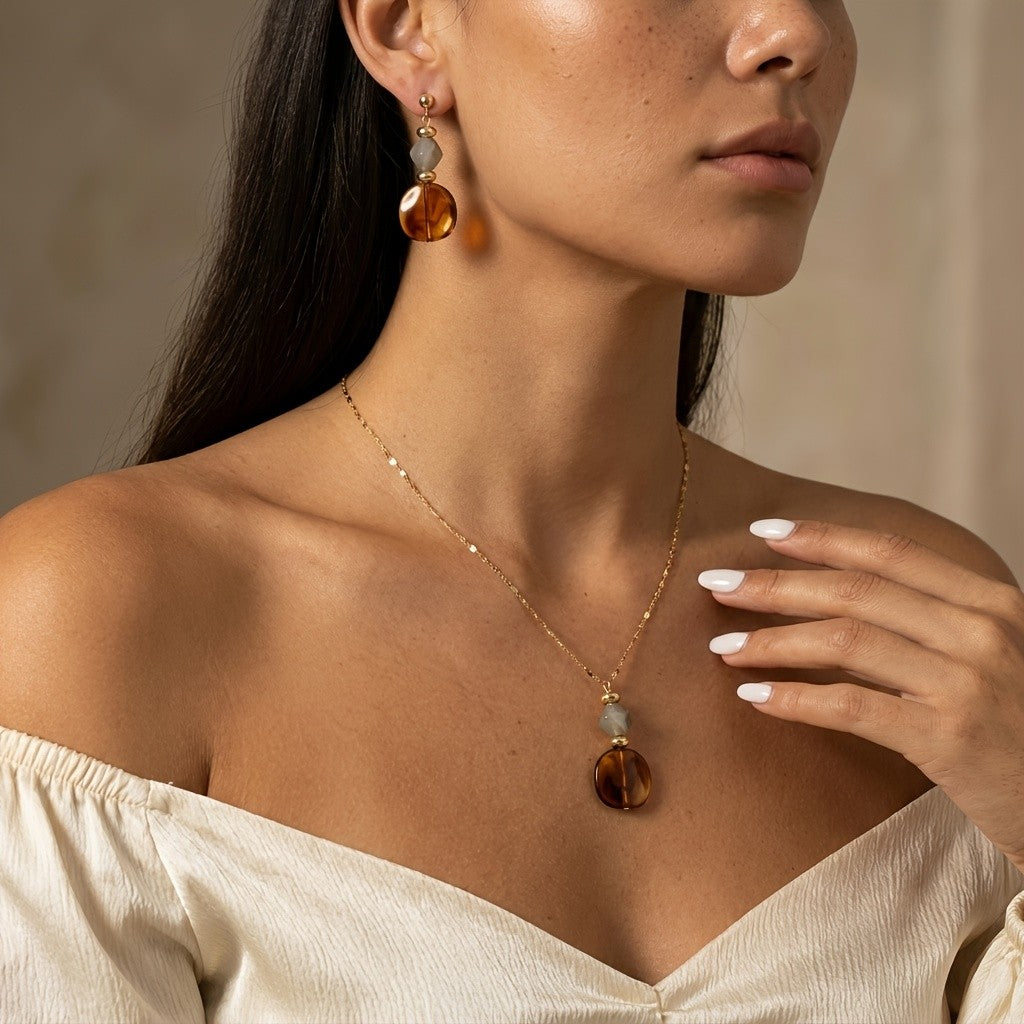 Amber Leopard Print Drop Jewelry Set