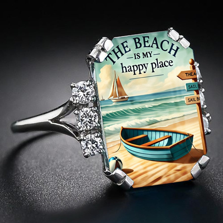 Beach Scene Rectangular Ring
