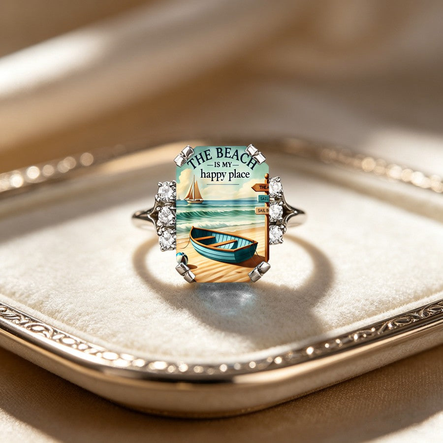 Beach Scene Rectangular Ring