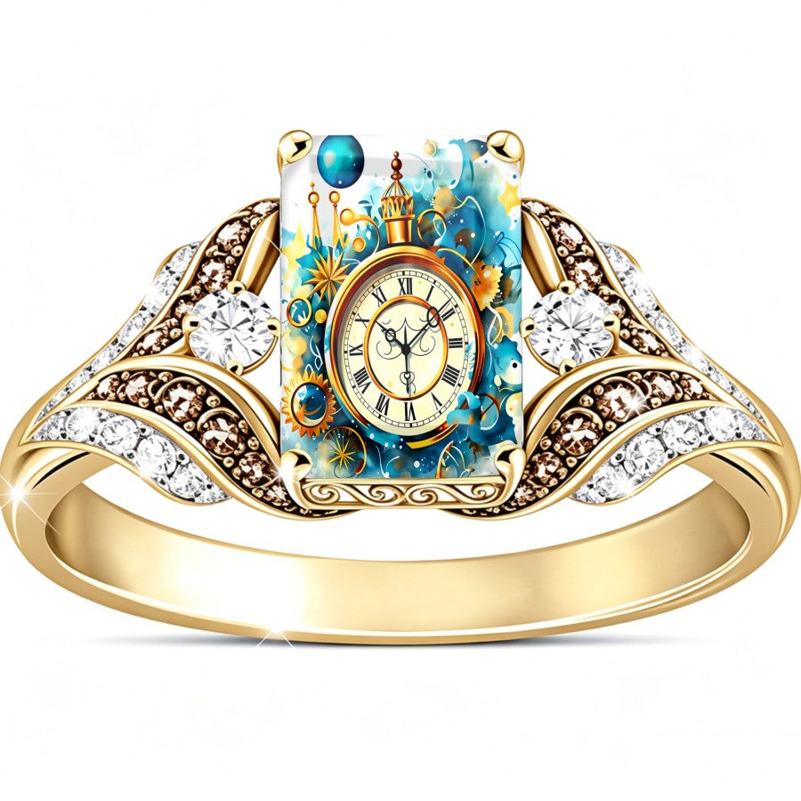 Whimsical Clock Square Ring