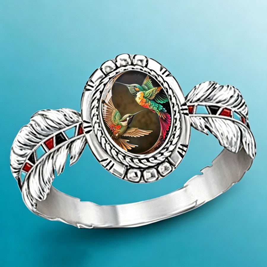 Colorful Hummingbird Oval Ring