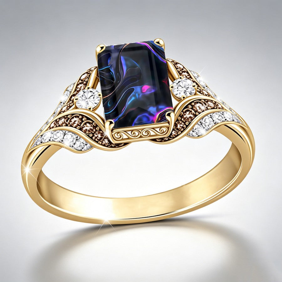 Abstract Neon Square Ring