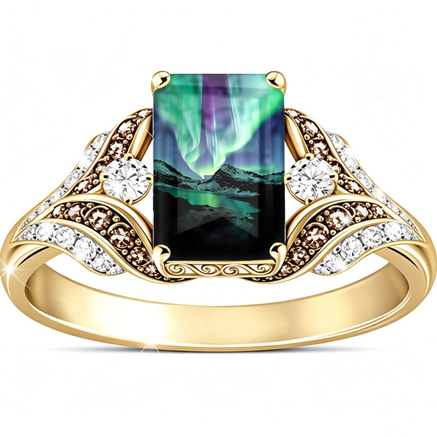 Aurora Mountain Scroll Ring