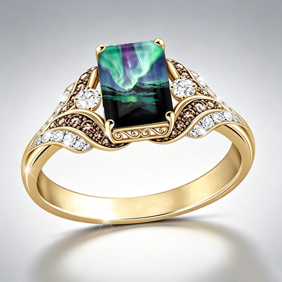 Aurora Mountain Scroll Ring