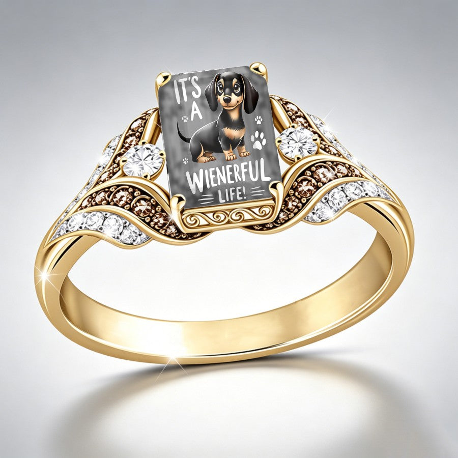 Dachshund Paw Print Square Ring
