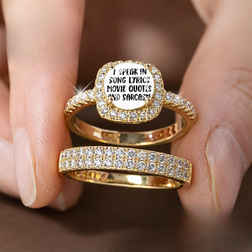 Lyrics & Quotes Square Ring Set
