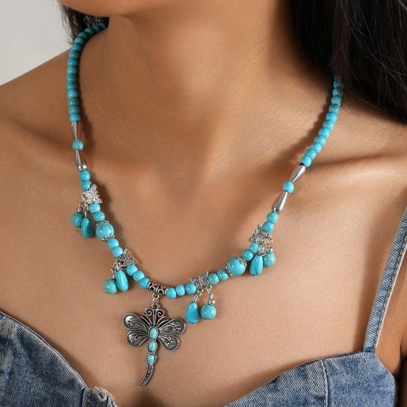 Turquoise Dragonfly Charm Necklace