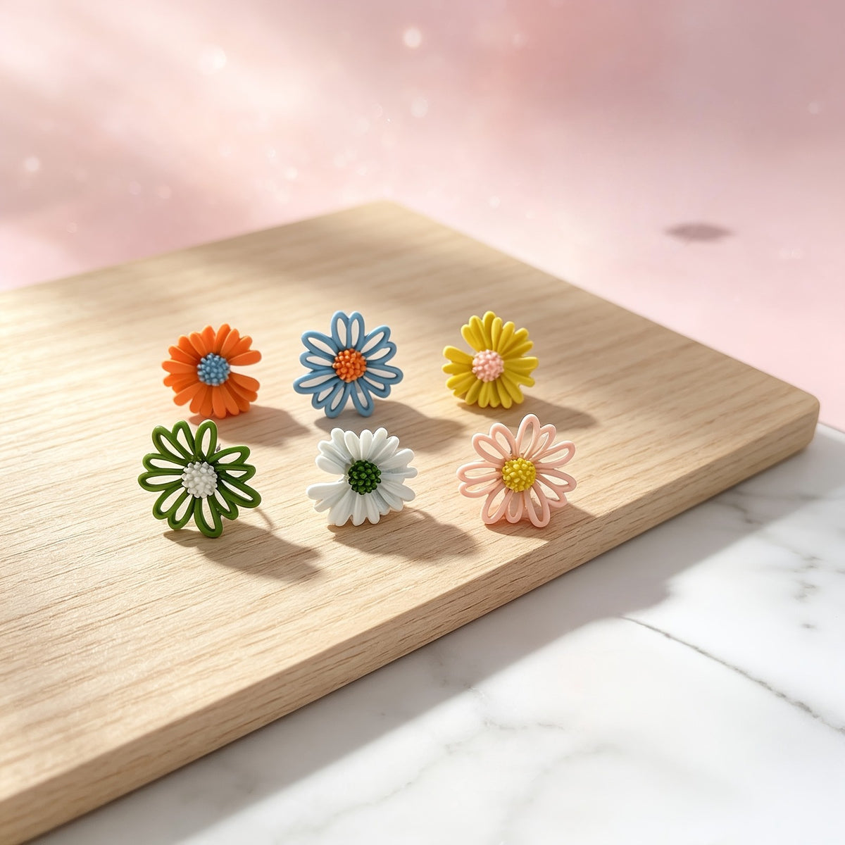 Colorful Daisy Stud Earring Set