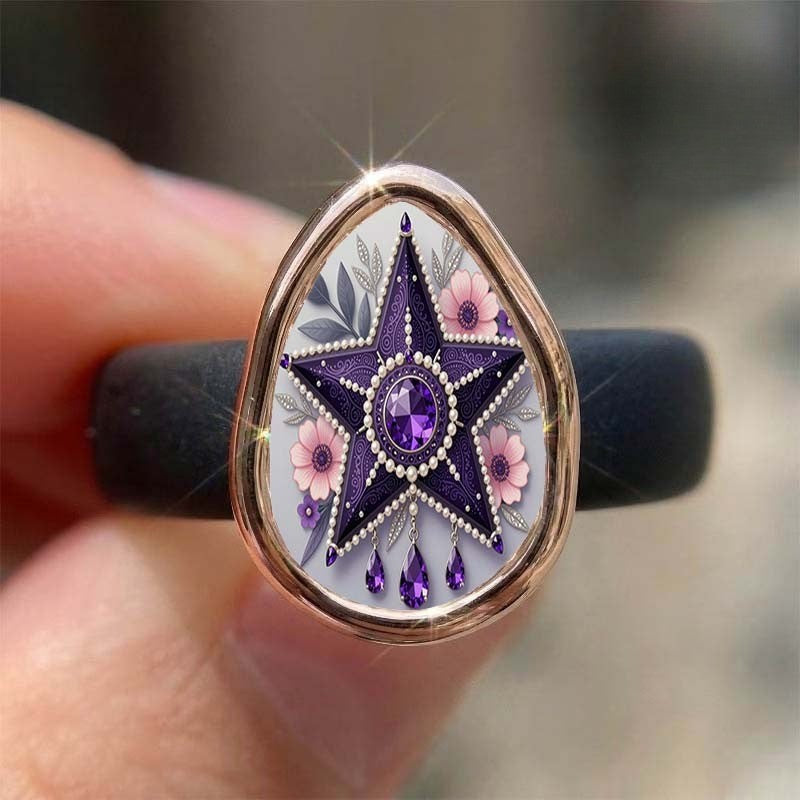 Purple Star Teardrop Ring