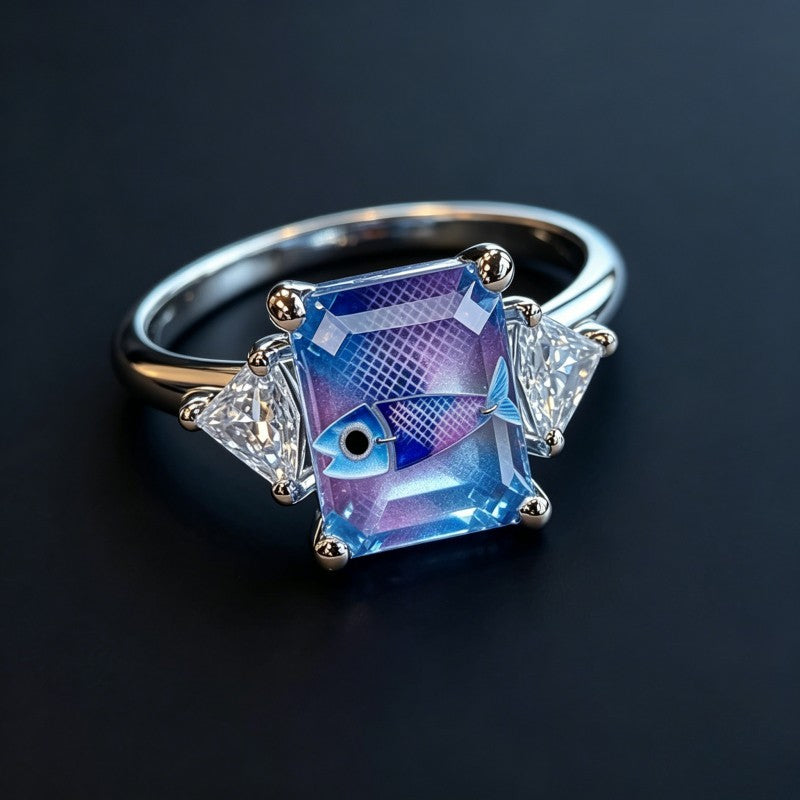Blue Fish Square Ring