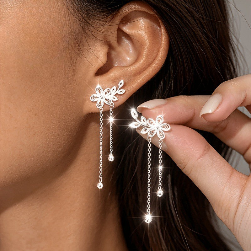 Filigree Flower Tassel Earrings