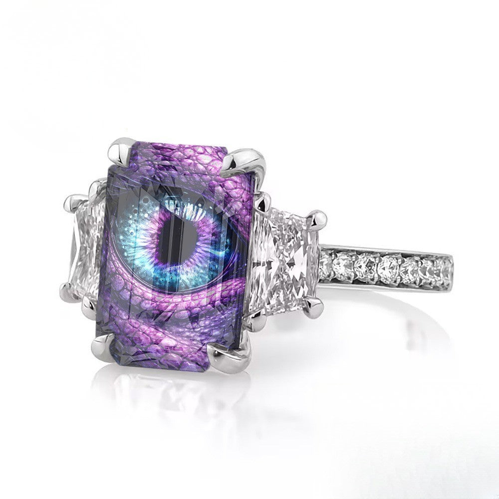 Purple Dragon Eye Square Ring