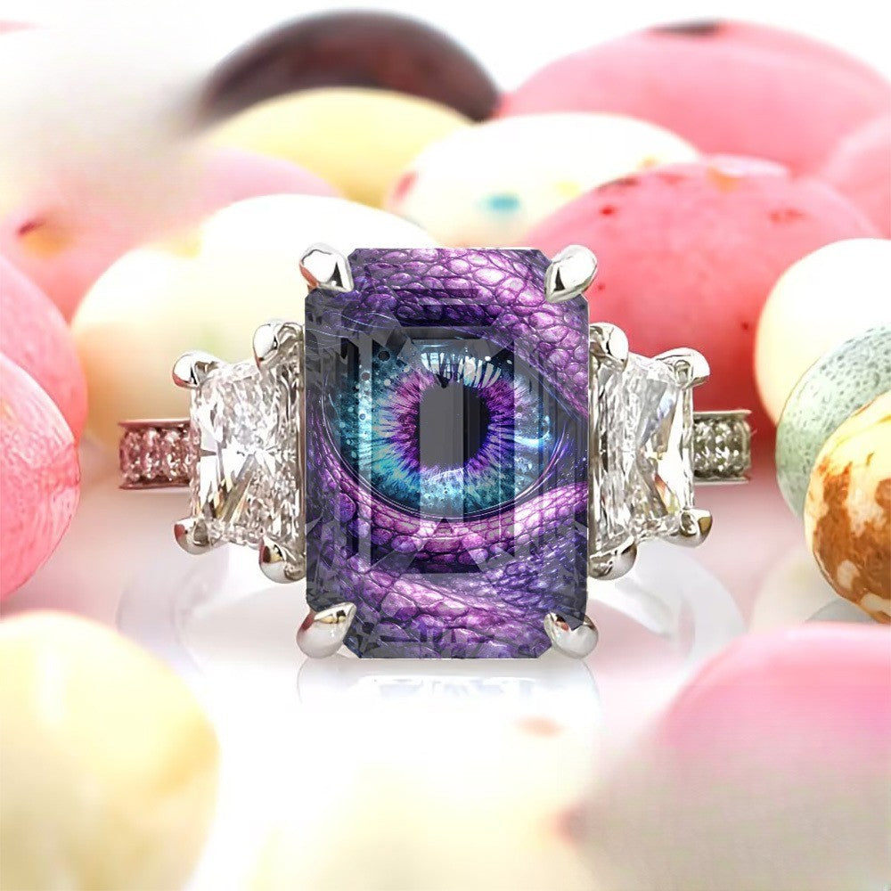 Purple Dragon Eye Square Ring