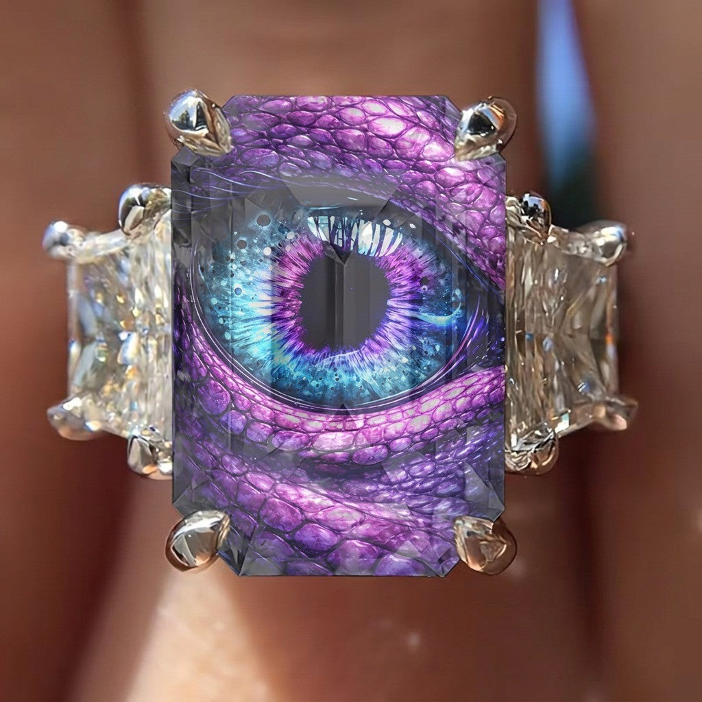 Purple Dragon Eye Square Ring