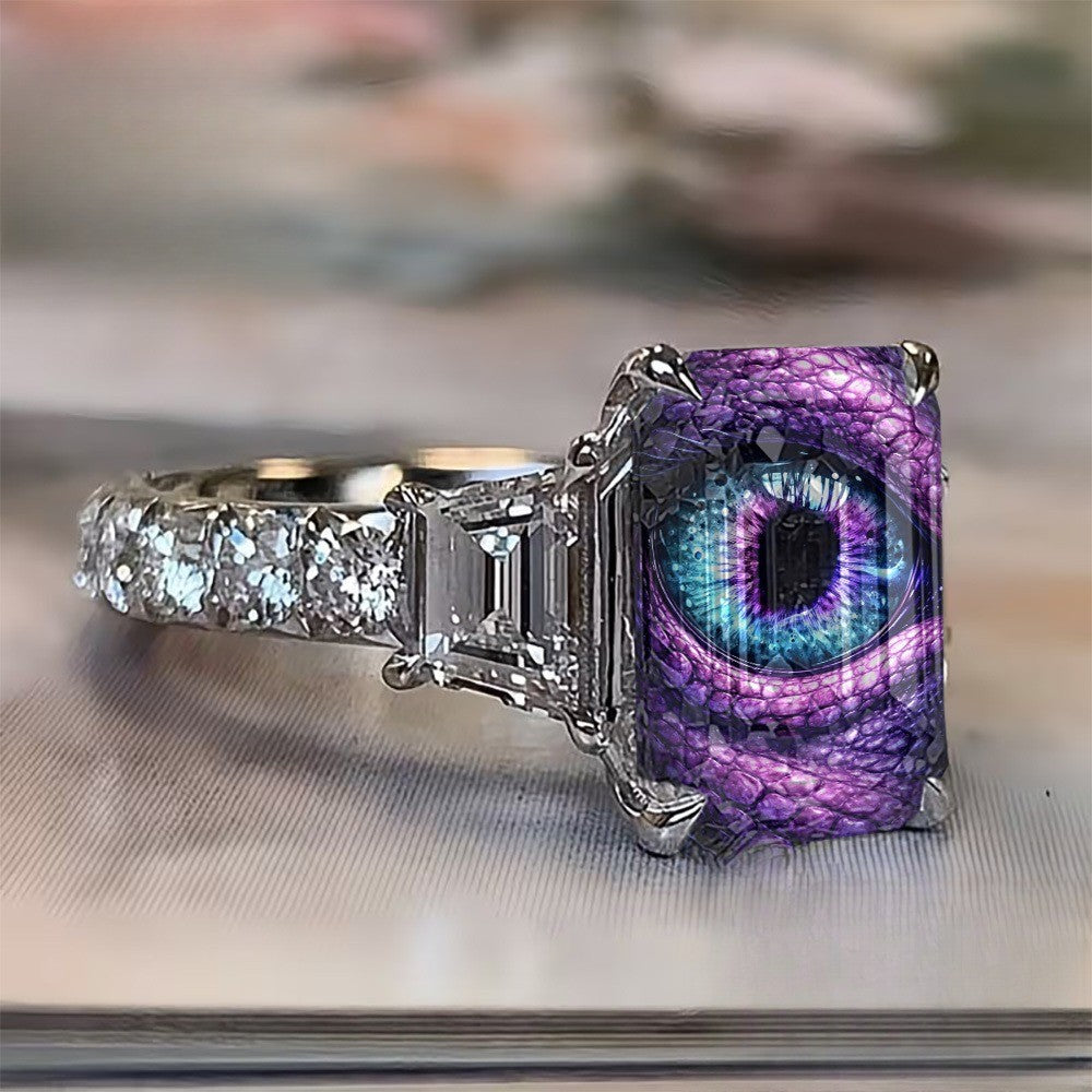 Purple Dragon Eye Square Ring