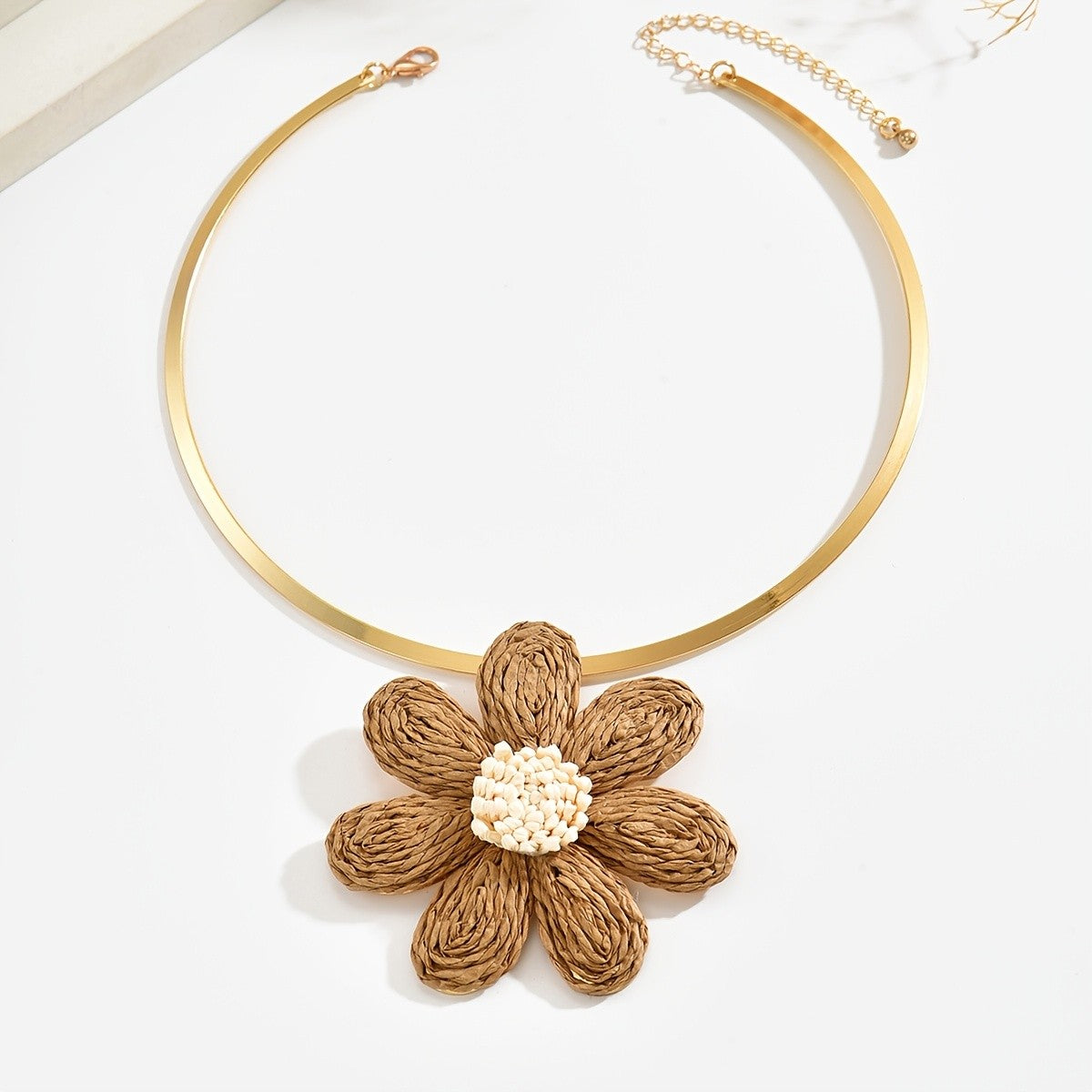 Woven Flower Collar Necklace