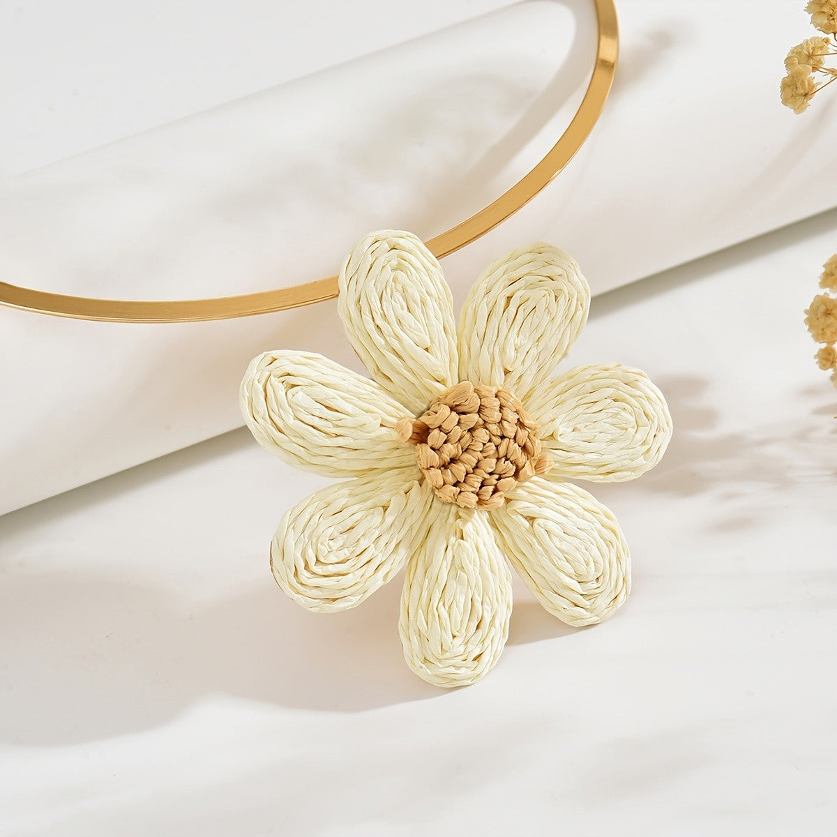 Woven Flower Collar Necklace