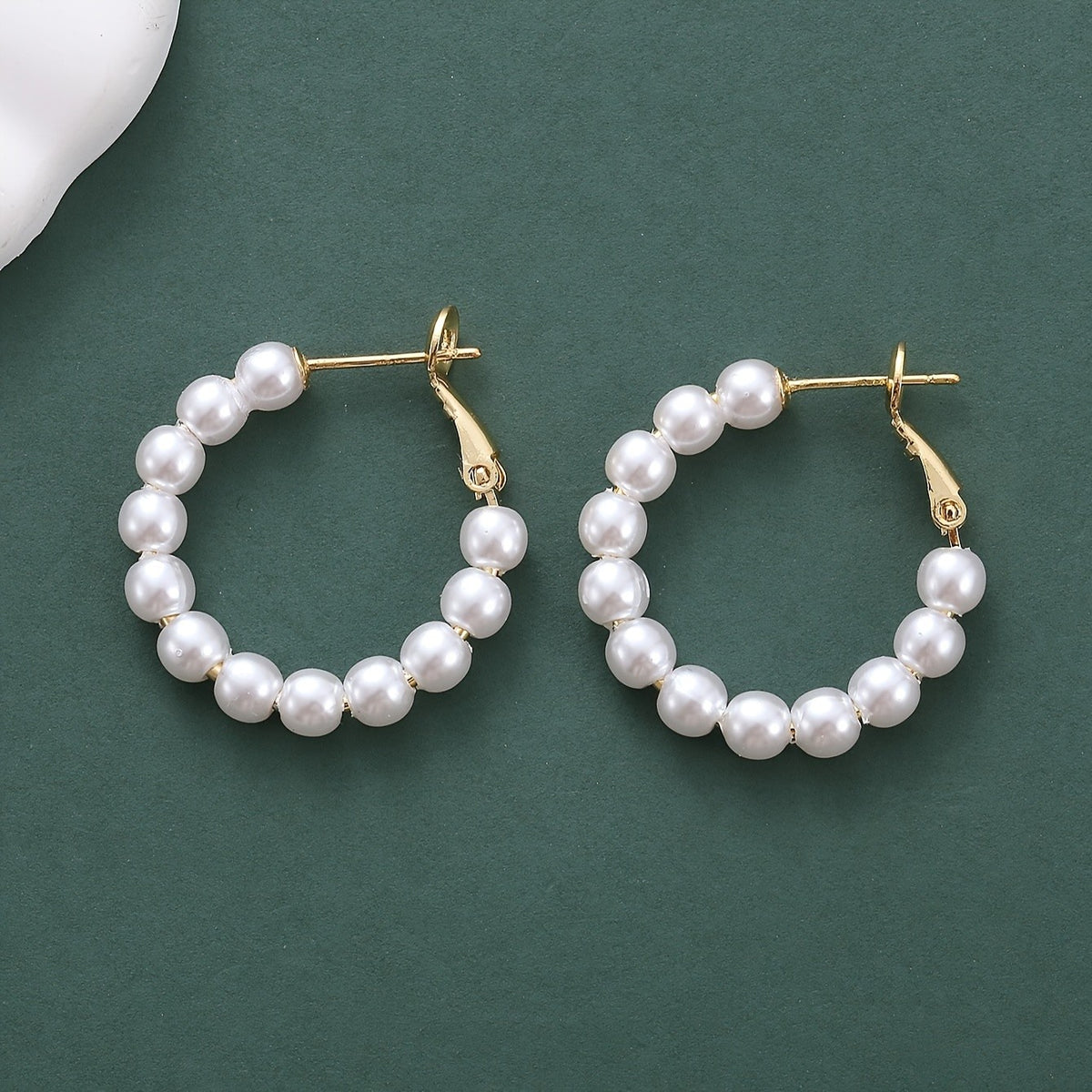 Pearl Circle Hoop Earrings
