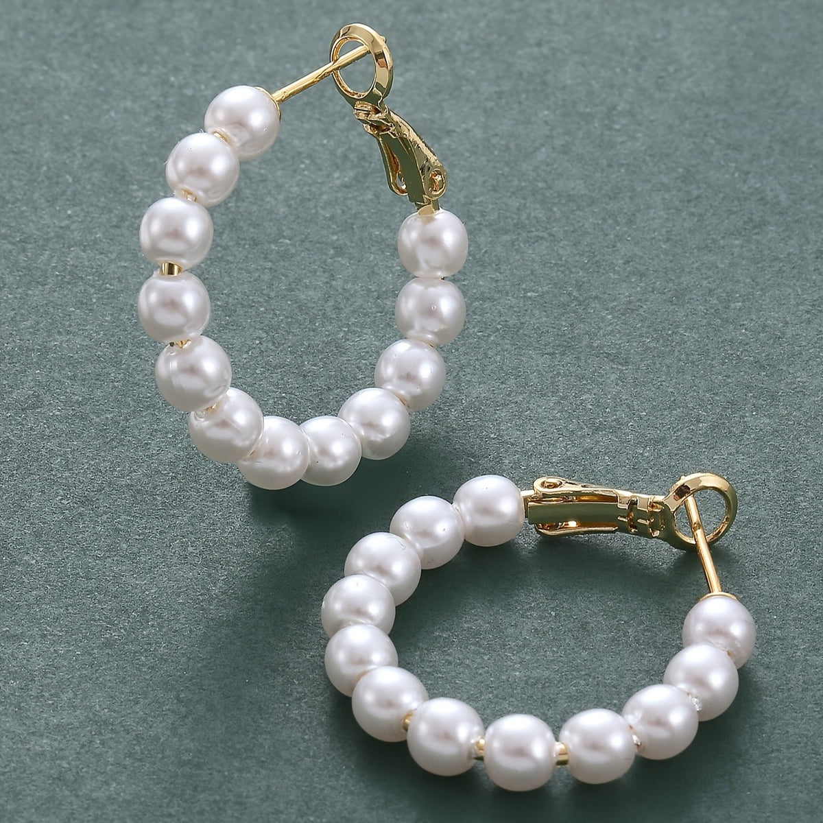 Pearl Circle Hoop Earrings