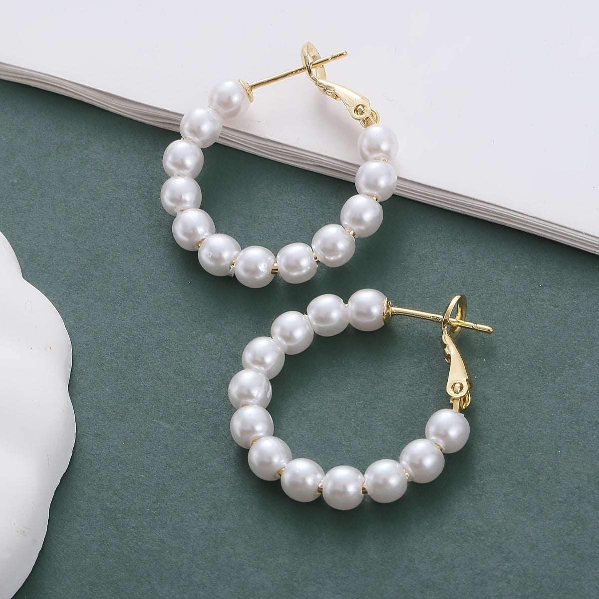 Pearl Circle Hoop Earrings