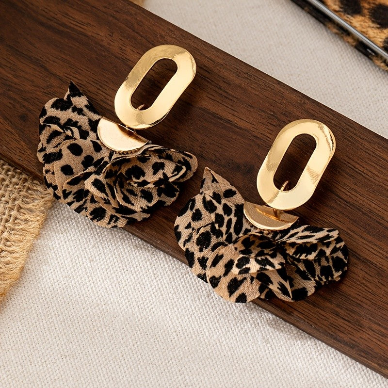 Leopard Print Bow Earrings