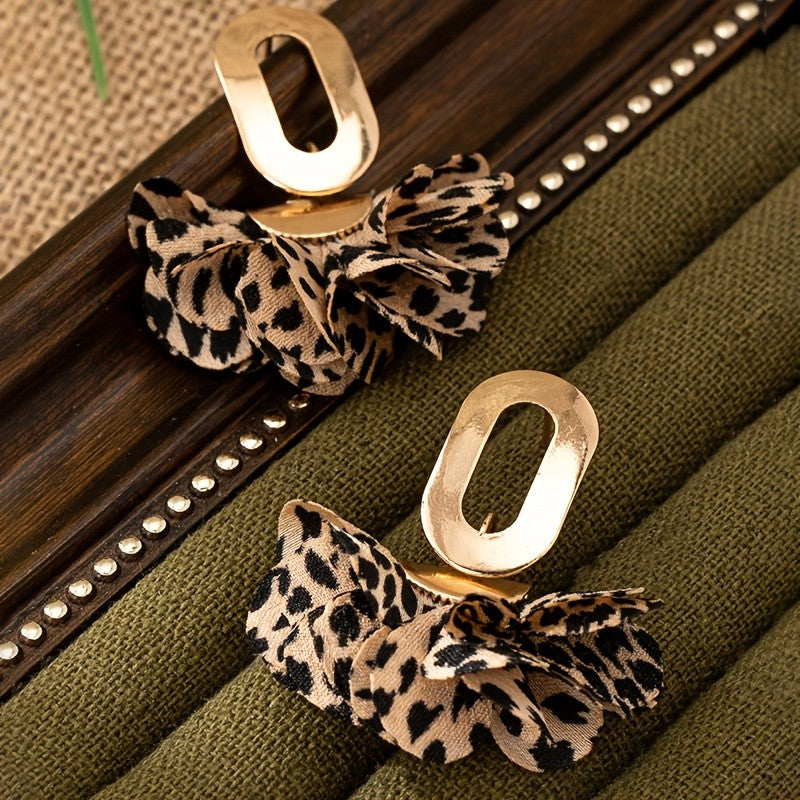 Leopard Print Bow Earrings