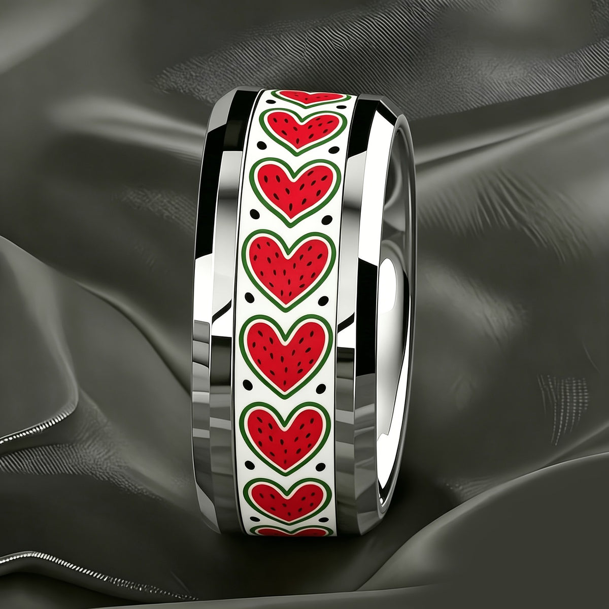 Watermelon Heart Pattern Ring