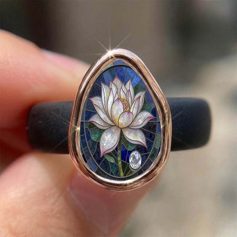 Lotus Flower Glass Ring