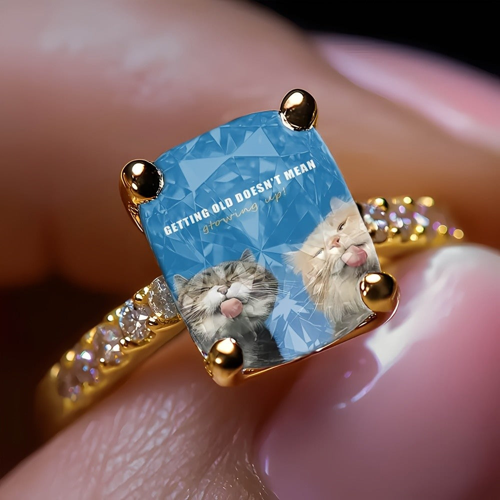 Playful Cat Square Ring