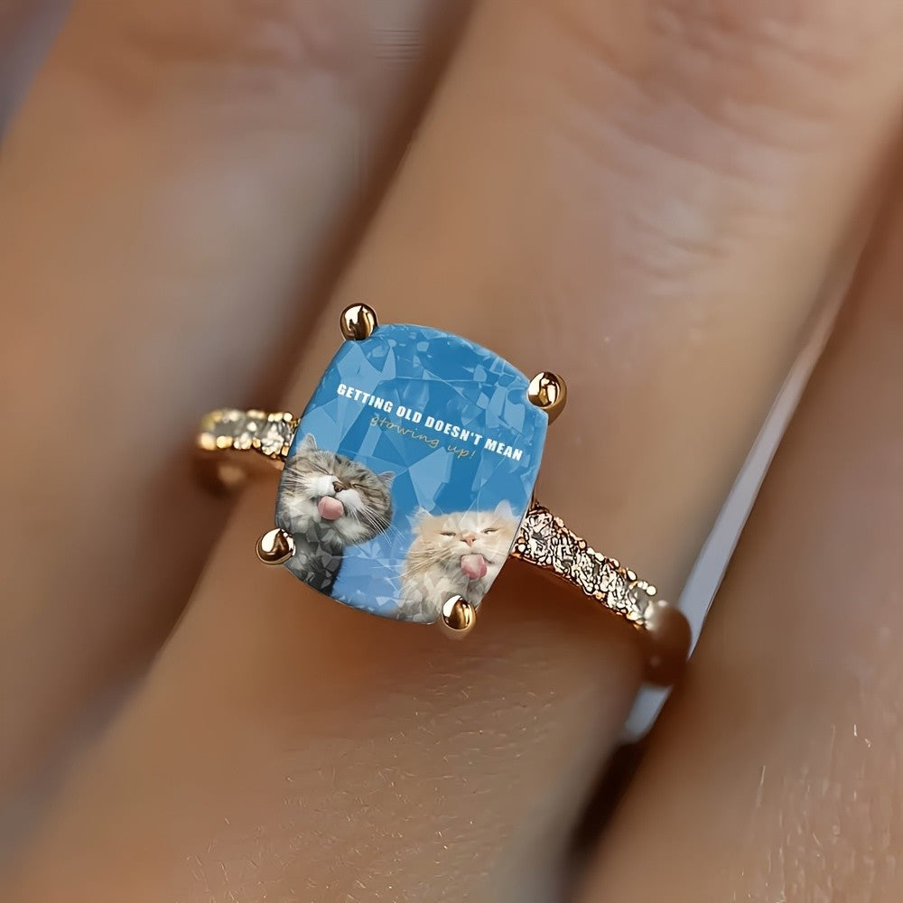Playful Cat Square Ring