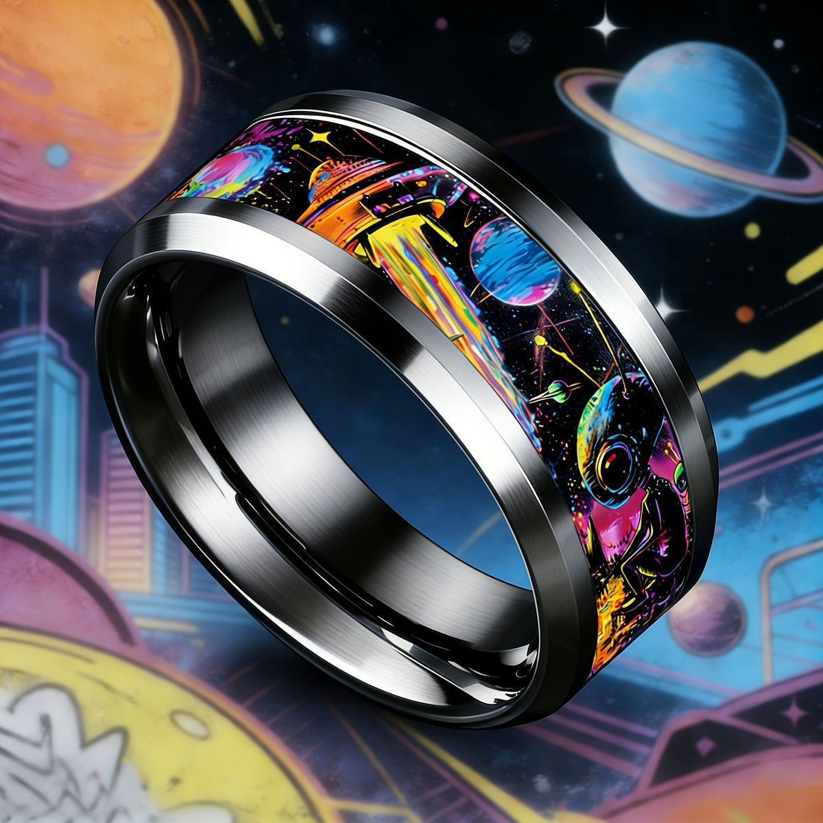 Neon Space Scene Ring