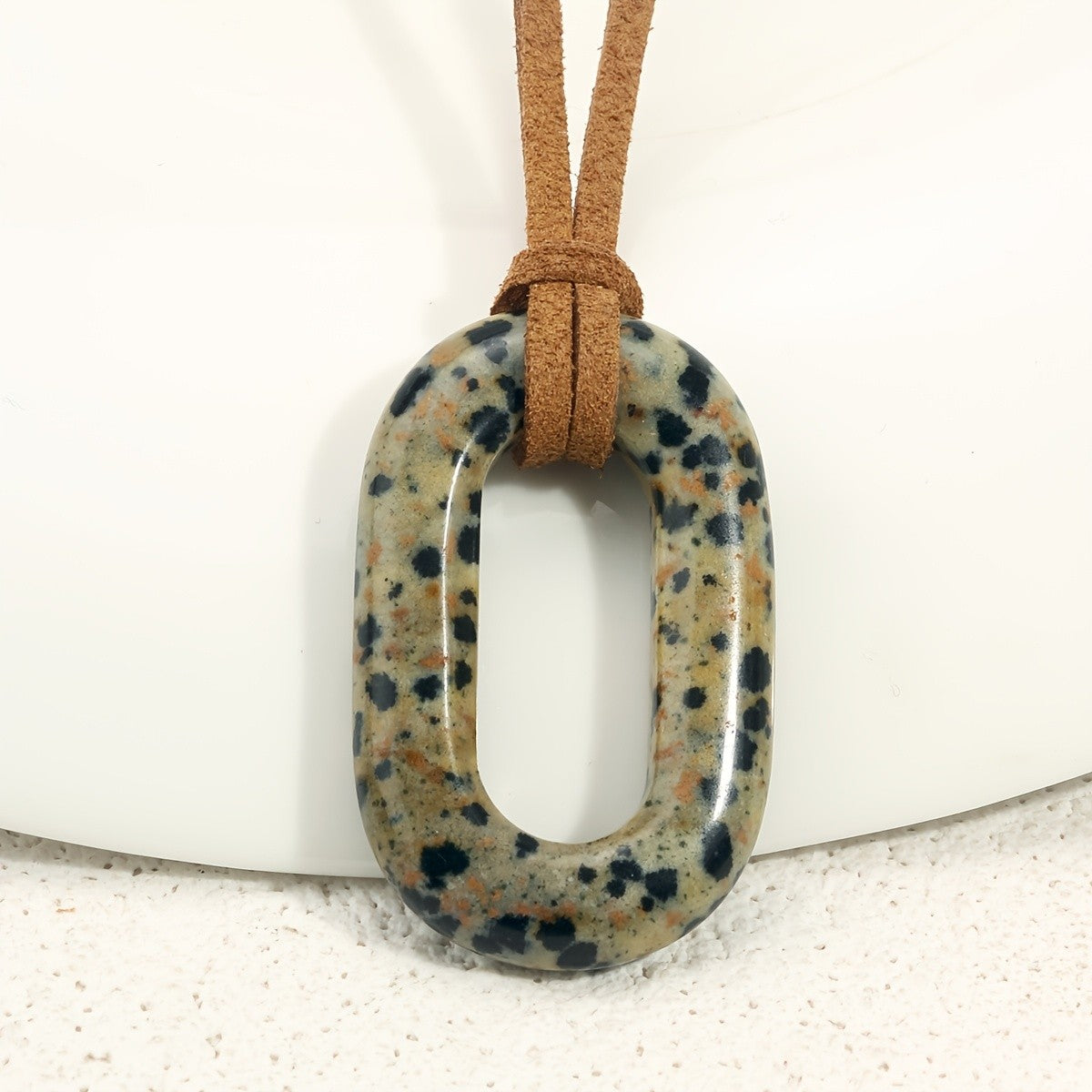 Natural Stone Oval Pendant Necklace