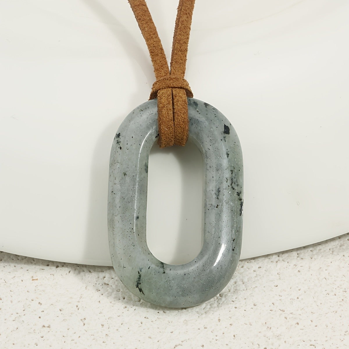 Natural Stone Oval Pendant Necklace